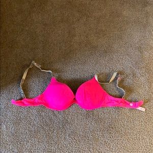 Hot pink push-up with leopard straps